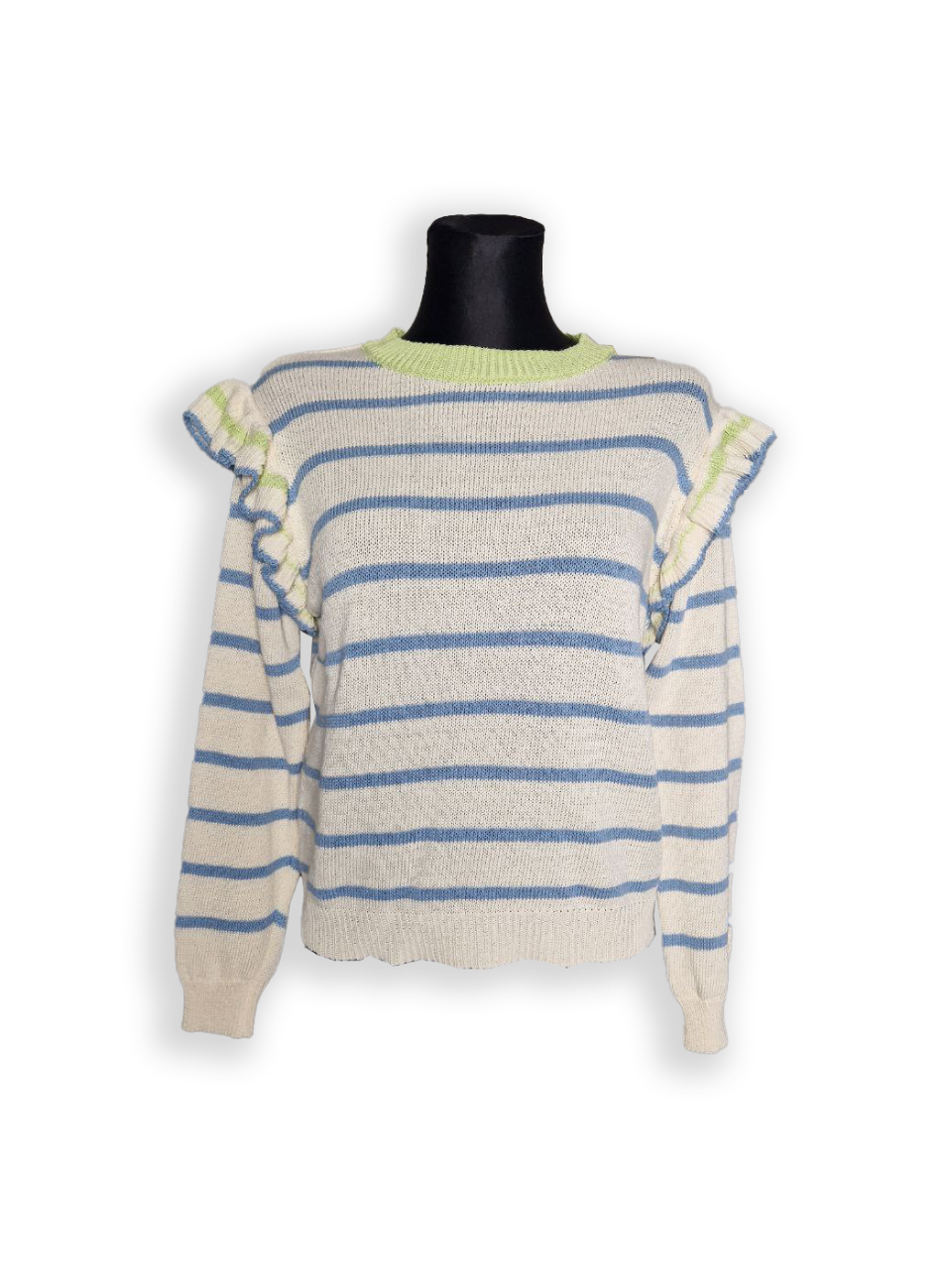 Spring Breeze Striped Ruffle Sweater