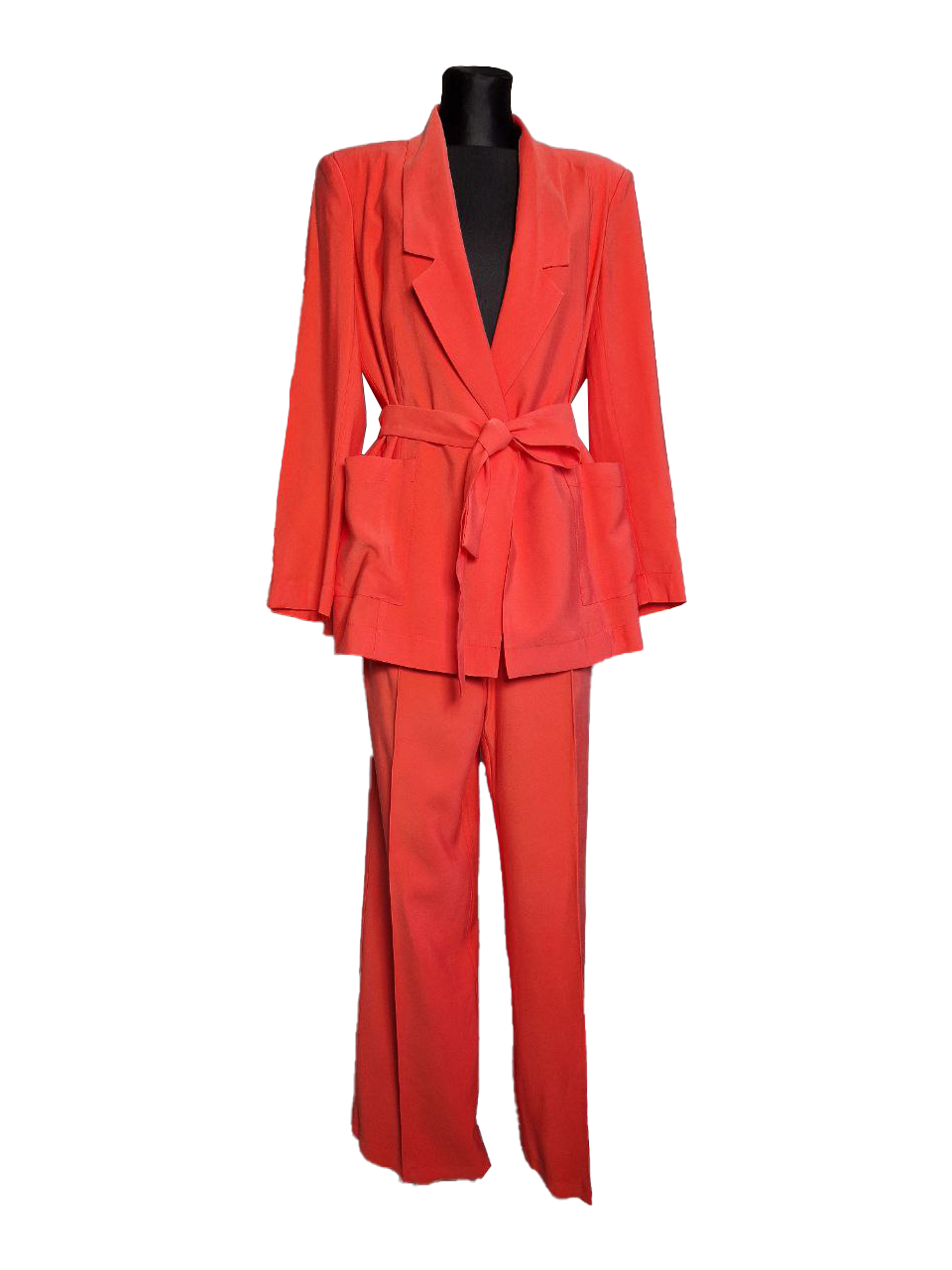 Vibrant Red Belted Suit